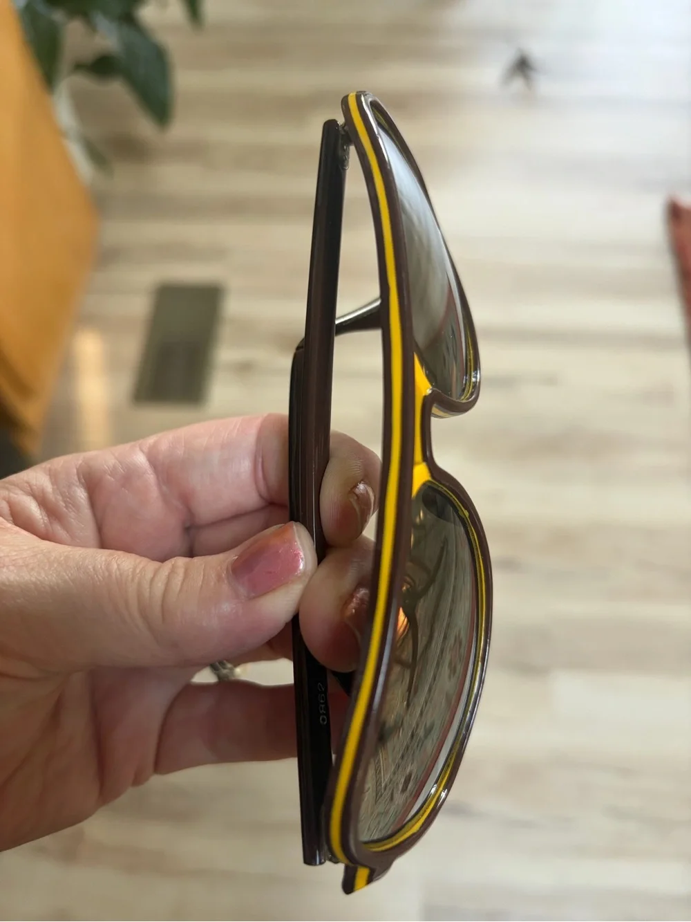 Vintage 70s 80s Japan Oversized Mirrored Aviator Sunglasses Brown Mustard